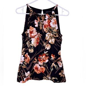 WHBM Brown Floral Sleeveless Blouse